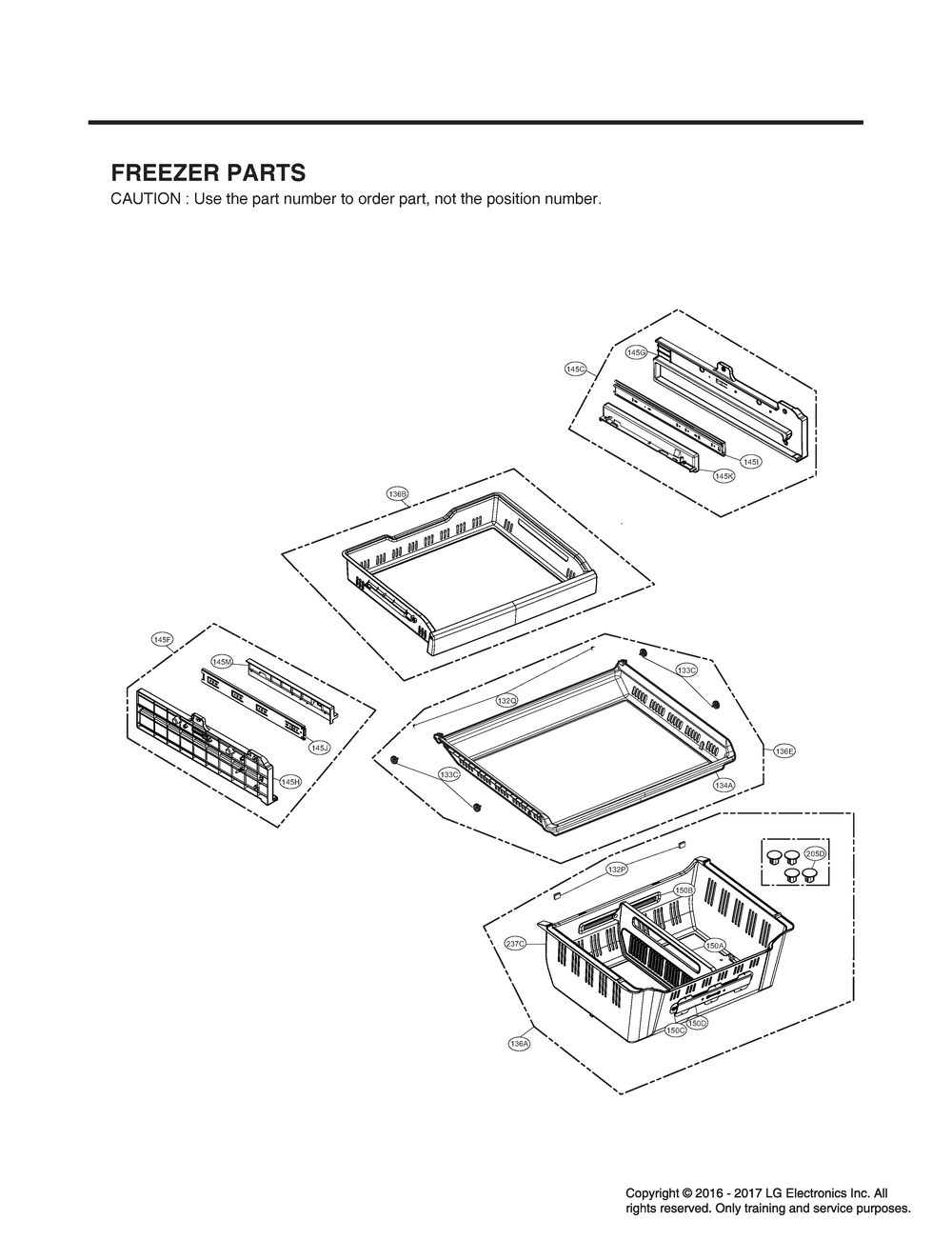 Freezer Parts Diagram and Parts List for GR-X23GHSJM ASTCNA0 LG Refrigerator