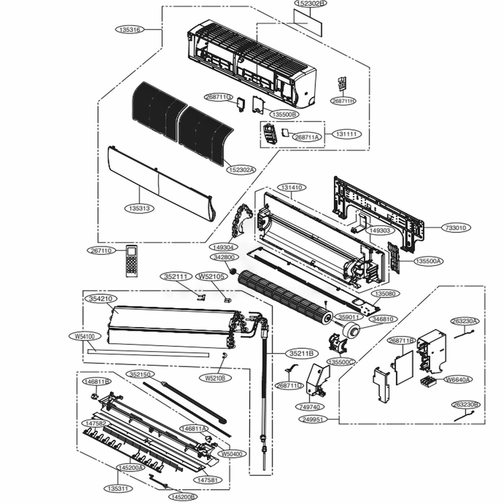 Indoor Unit Diagram and Parts List for LSN091HSV3 AWHBEUS LG Air Conditioner