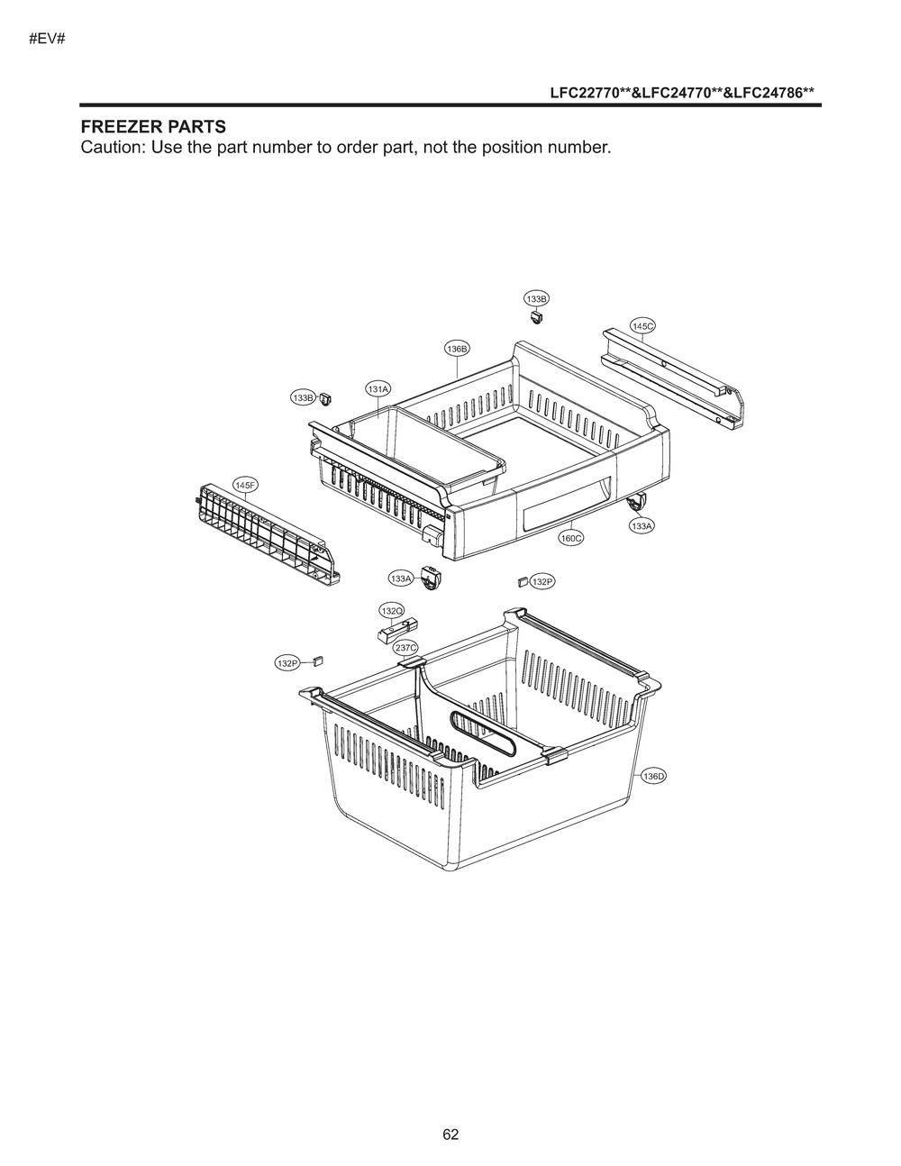 Freezer Parts Diagram and Parts List for GM-B223RSNM ASTCNA0 LG Refrigerator