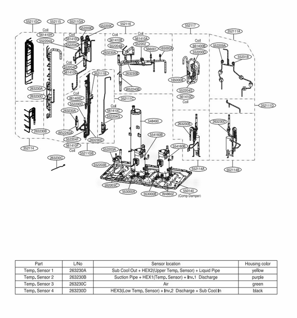 Main 3 Diagram and Parts List for ARUN168DTE4 AWGBLUS LG Air Conditioner