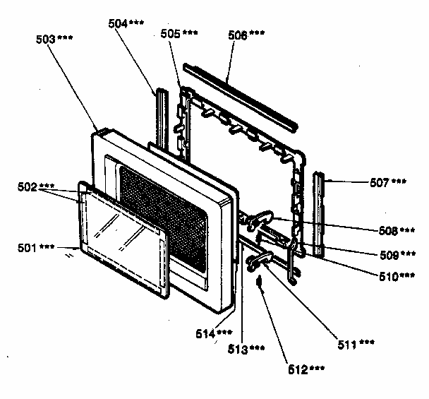 Door Parts Diagram and Parts List for 7218801080  Kenmore Microwave