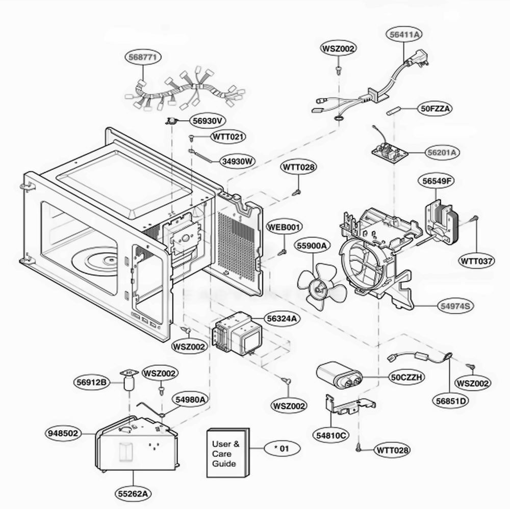 Interior Parts 2 Diagram and Parts List for MT4110SKB CBKEWRP LG Wall Oven