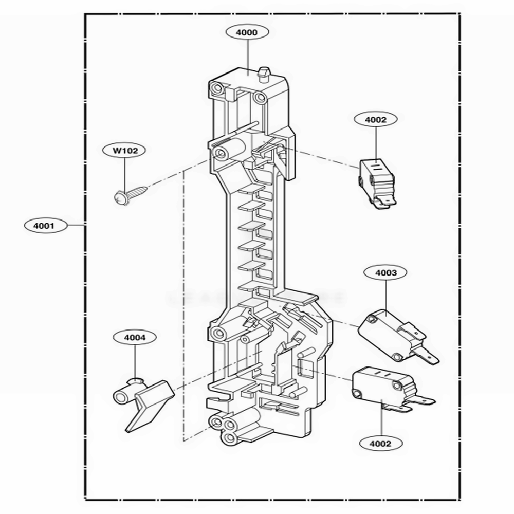 Latch Board Parts Diagram and Parts List for LMV2015ST CSBELGA LG Microwave