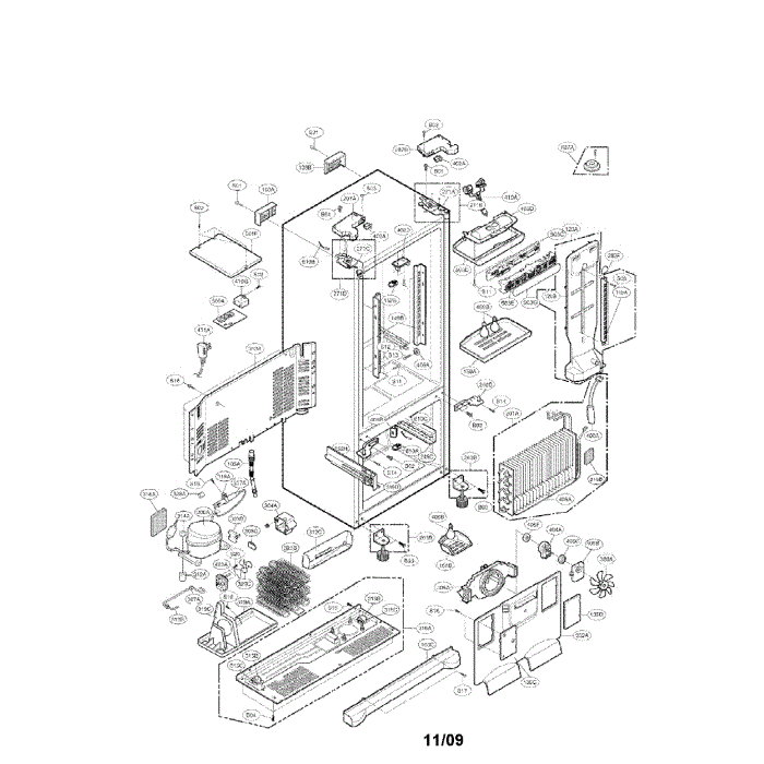 Case Diagram and Parts List for LRFC25750WW 00 LG Refrigerator
