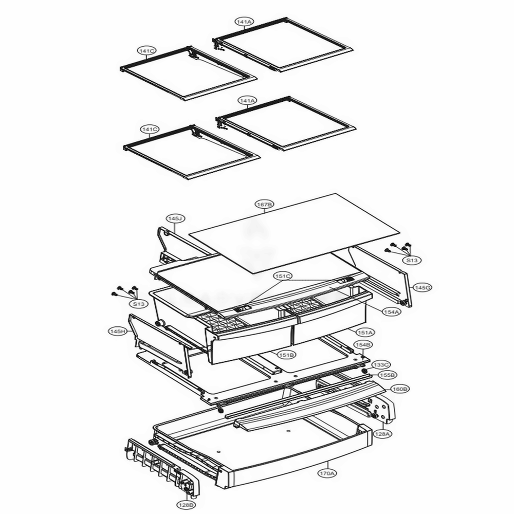 Refrigerator Parts Diagram and Parts List for LFC24770SW ASWCNA3 LG Refrigerator