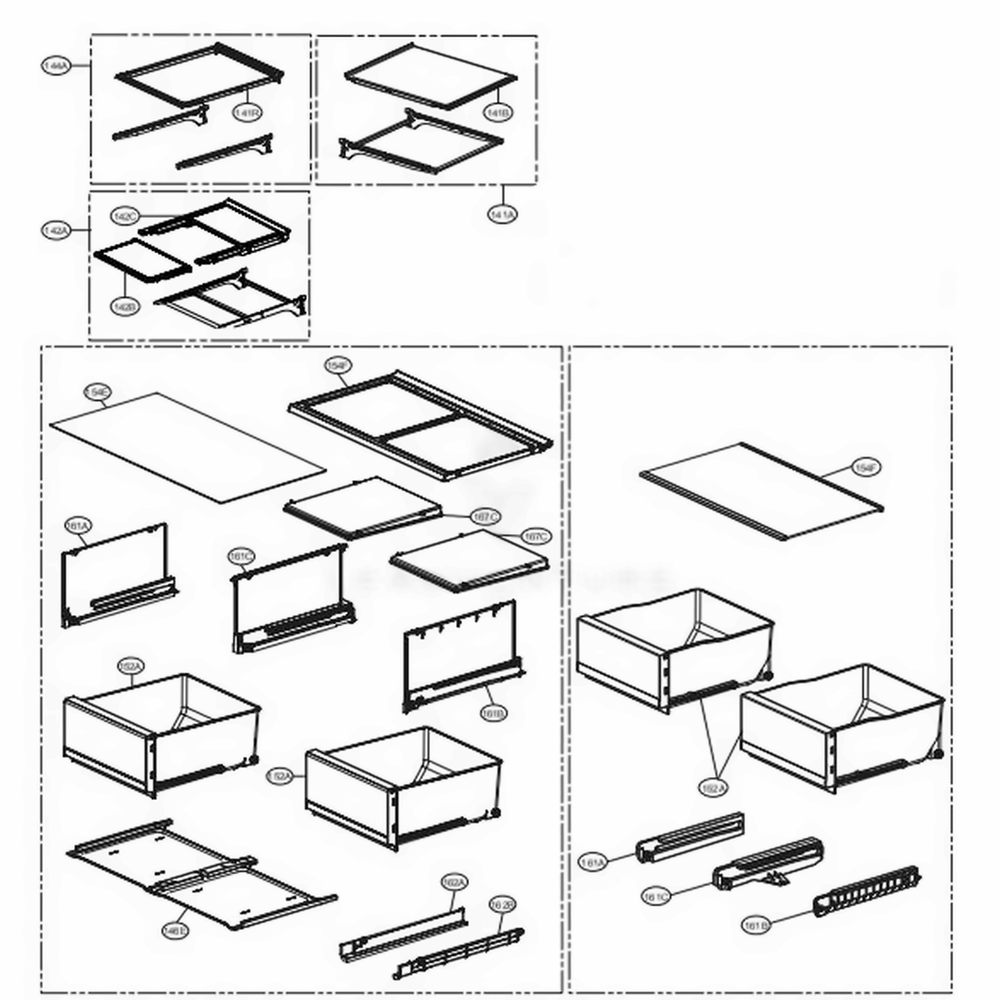 Drawers And Vegetable Room Part Diagram and Parts List for GF5D906SL ASTRGAP LG Refrigerator