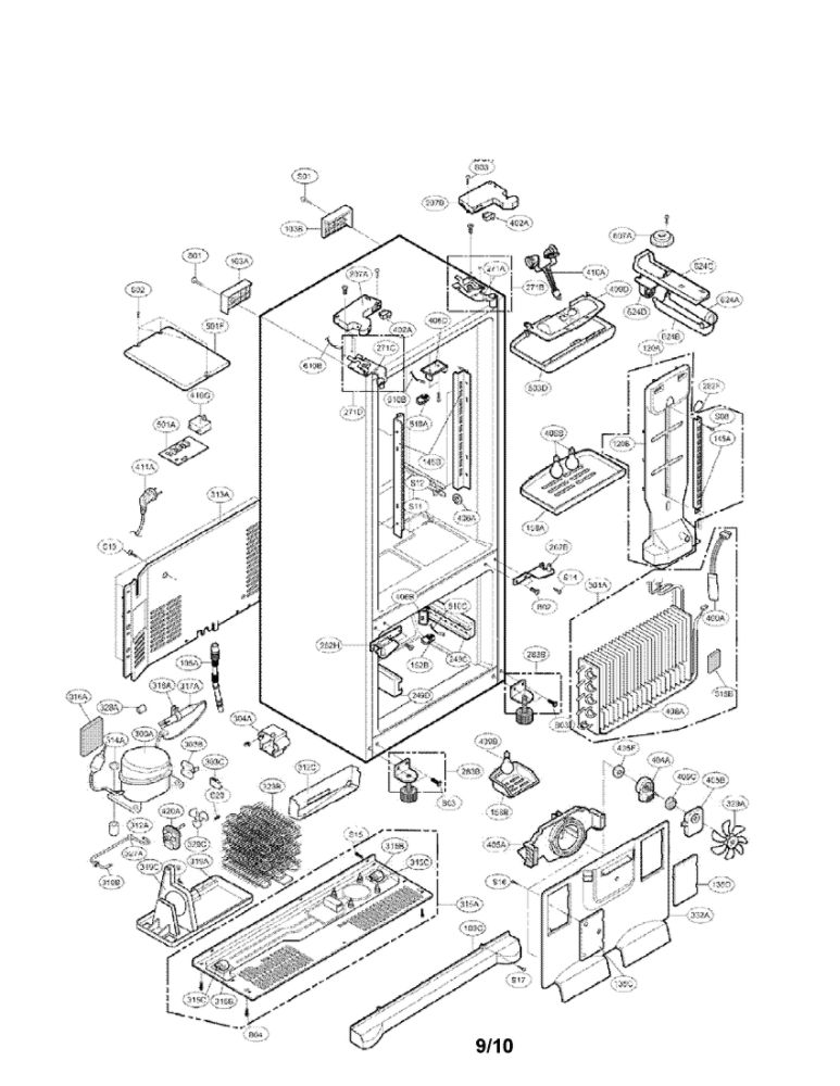 Case Parts Diagram and Parts List for LRFD25850ST 00 LG Refrigerator