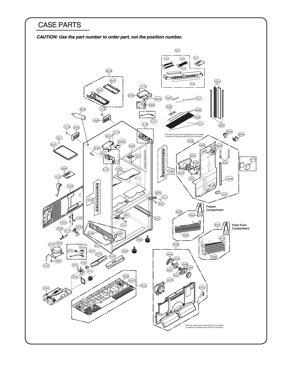 Case Parts Diagram and Parts List for GR-L328HSUM ASTCSE0 LG Refrigerator