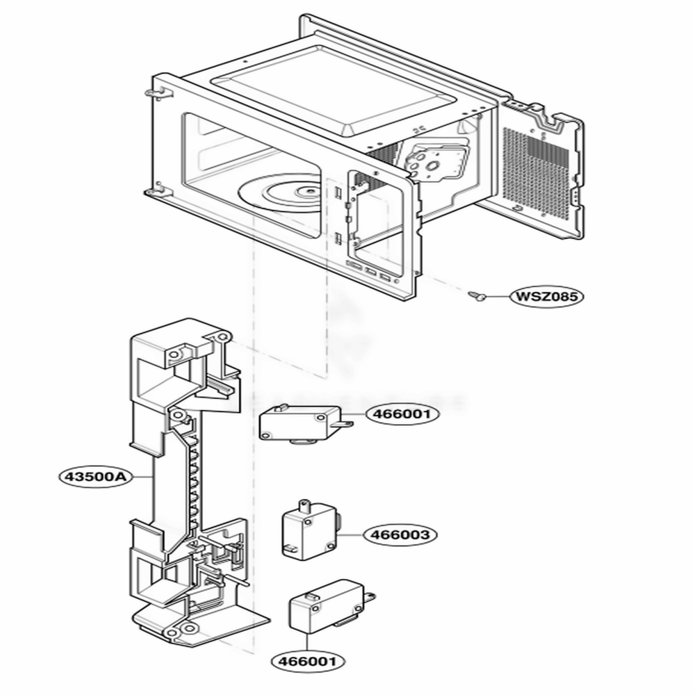 Latch Board Parts Diagram and Parts List for MS110YG KWHEGSC LG Range