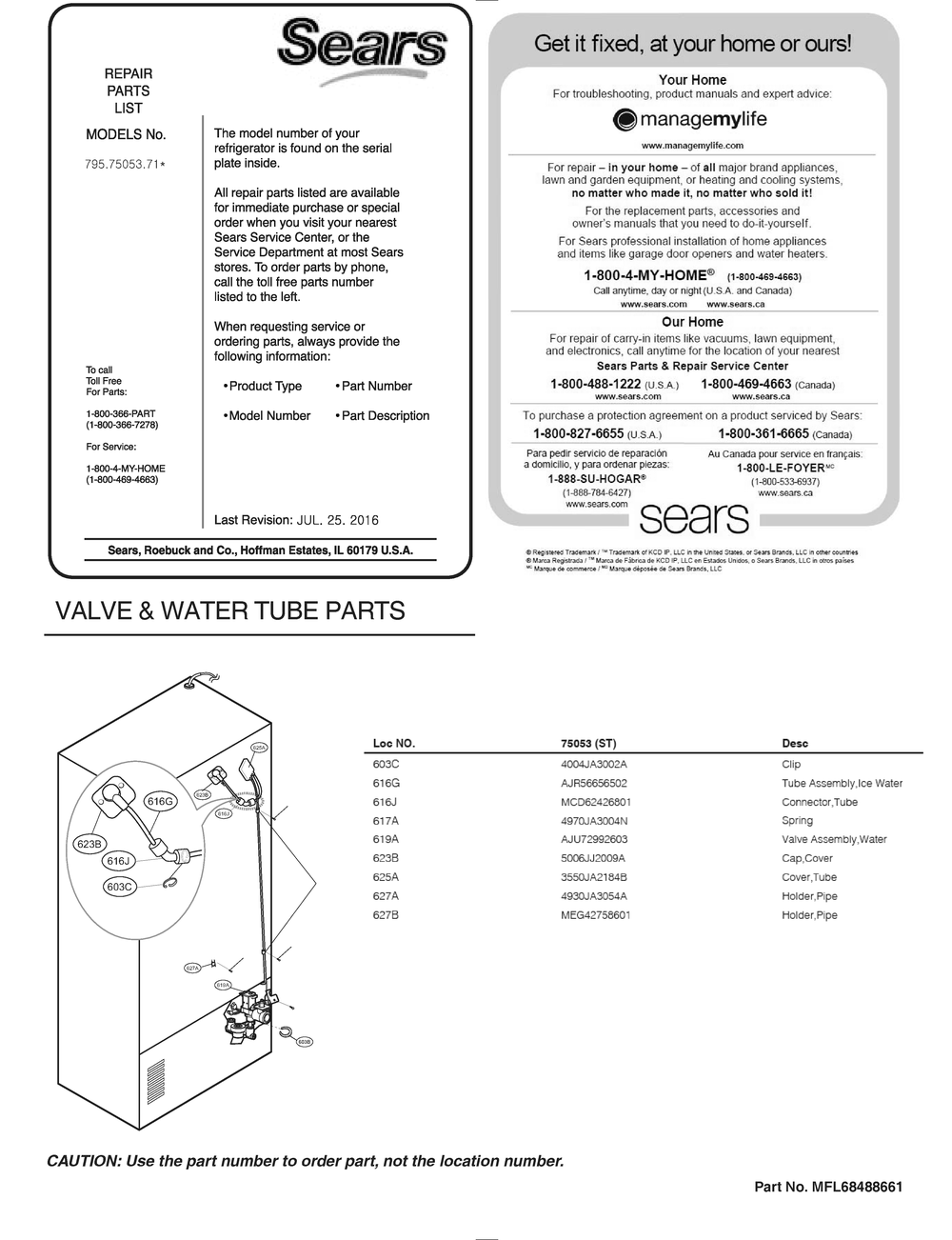 Valve And Water Tube Parts Diagram and Parts List for GR-J268WSTM ASTCSE0 LG Refrigerator