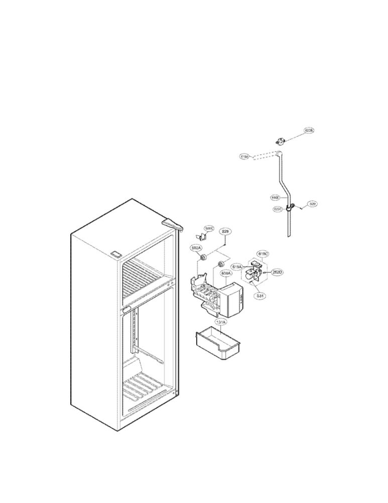Ice Maker Parts Diagram and Parts List for LTC22350SS 00 LG Refrigerator