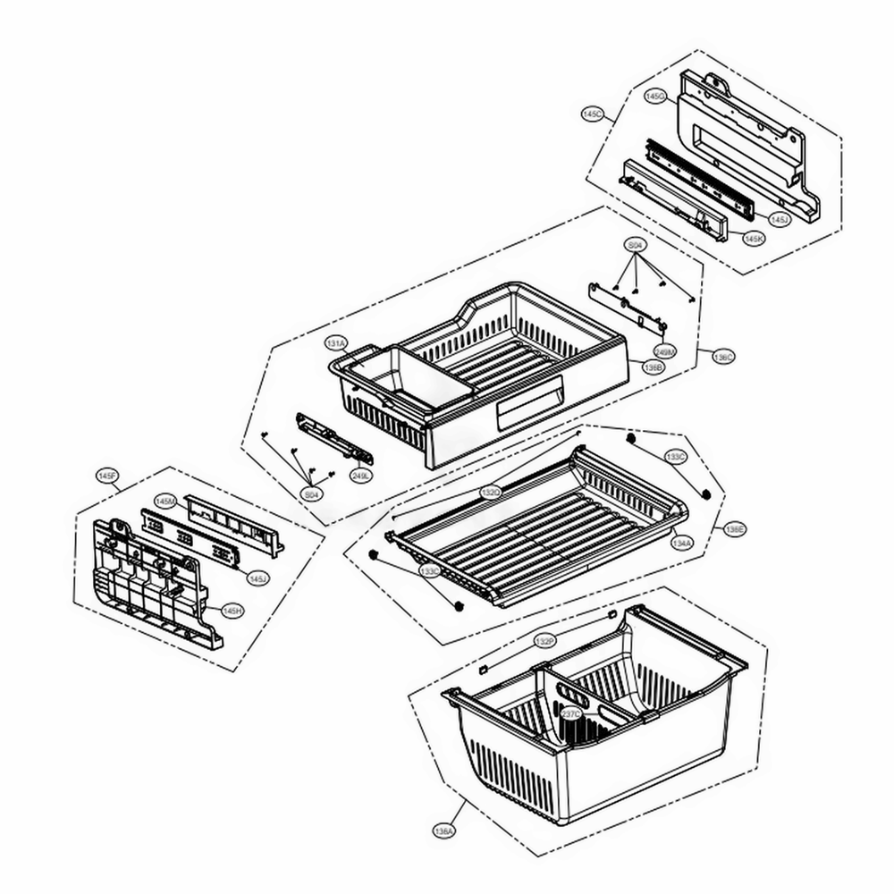 Freezer Parts Diagram and Parts List for LFXS30766S ASTCNA0 LG Refrigerator