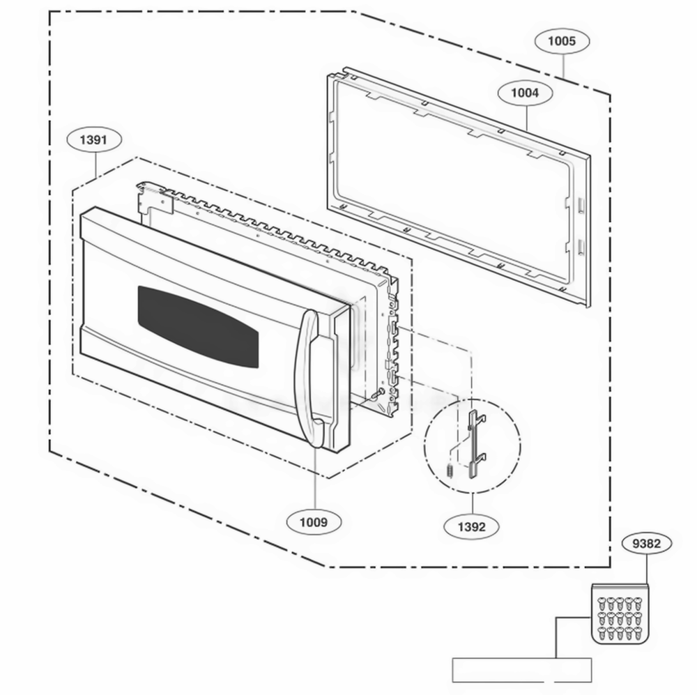 Door Parts Diagram and Parts List for JVM1490SH ASBEGEU LG Range