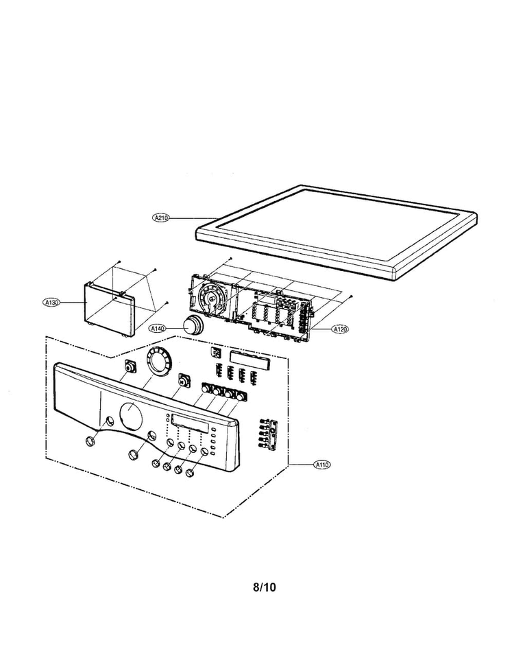 Control Panel/plate Diagram and Parts List for DLE3777E  LG Dryer