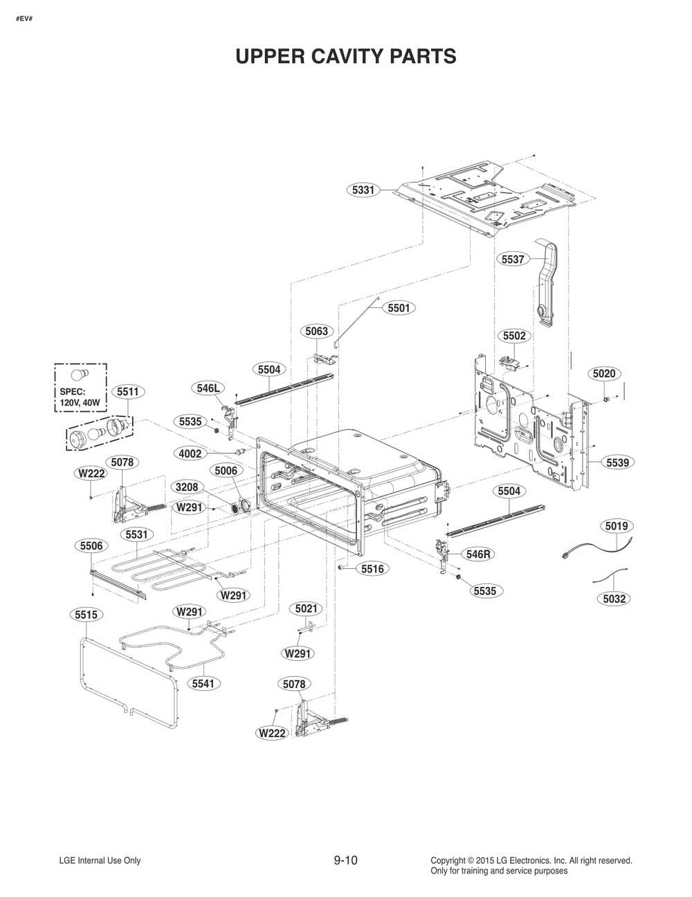 Upper Cavity Parts Diagram and Parts List for FD1773LS AS2LLGA LG Range