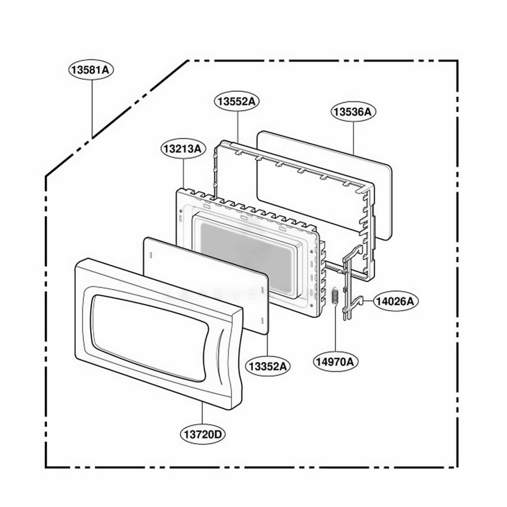 Door Parts Diagram and Parts List for MA1303BRV BKEGSE LG Range
