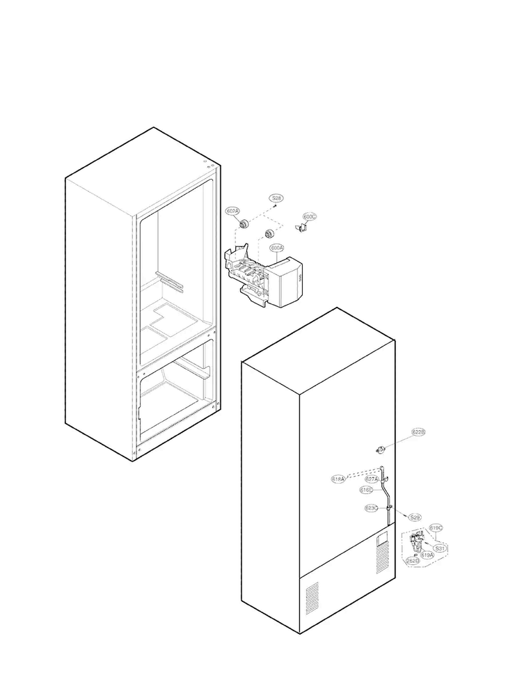 Water And Ice Maker Parts Diagram and Parts List for LBC20514TT 01 LG Refrigerator