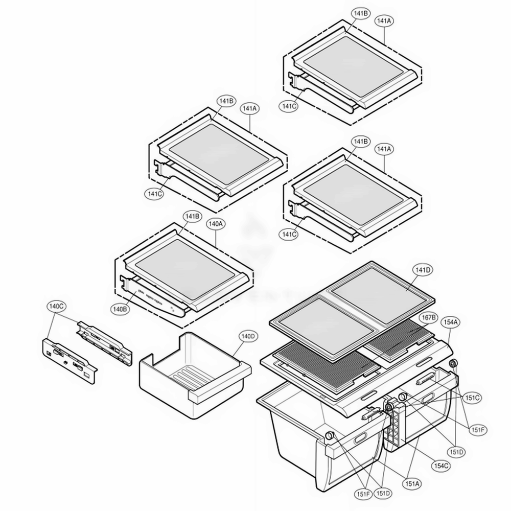 Refrigerator Parts Diagram and Parts List for 77564 ABICSER LG Refrigerator