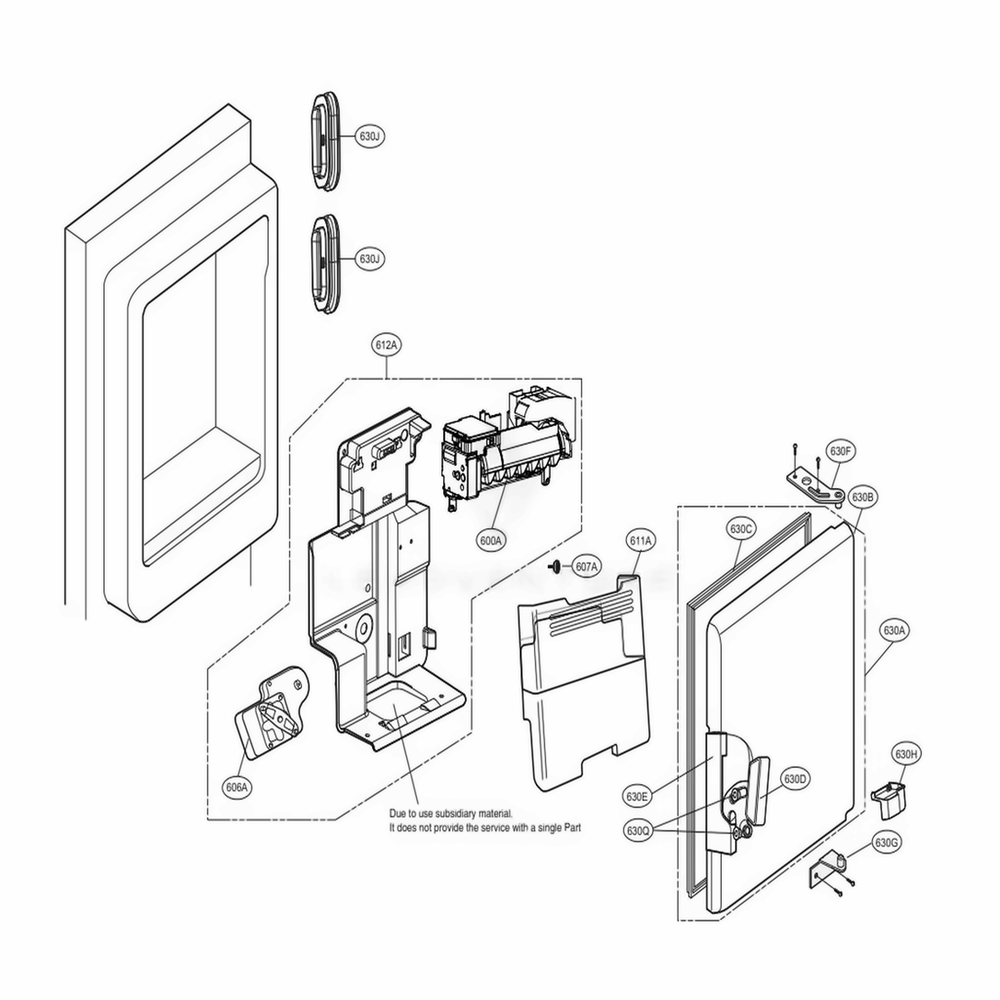 Ice Maker And Ice Bin Parts Diagram and Parts List for LMXC23796S ASTCNA1 LG Refrigerator