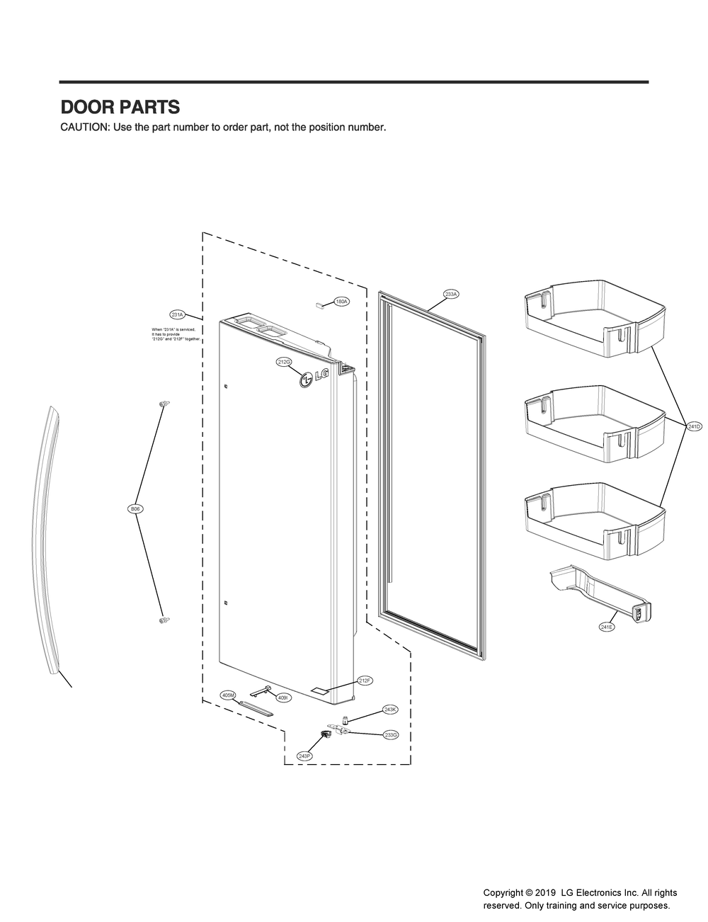 Door Parts 2 Diagram and Parts List for GR-L248MSYM ASTCNA1 LG Refrigerator