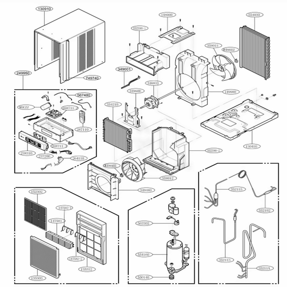 Main Diagram and Parts List for LV1000CE AWYAHDC LG Air Conditioner