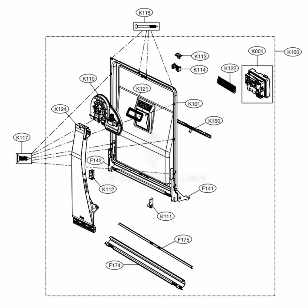 Door Liner Assembly Diagram and Parts List for LDT6809BD ABDESNA LG Dishwasher