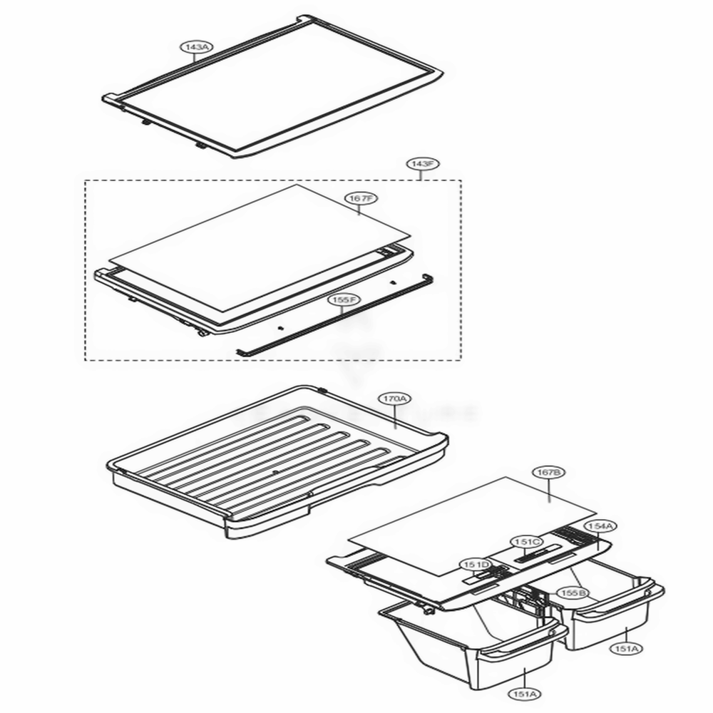 Refrigerator Parts Diagram and Parts List for LTCS24223W ASWCNA8 LG Refrigerator