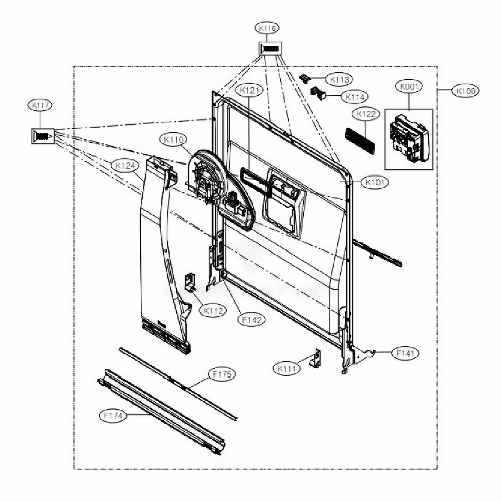 Door Liner Assembly Diagram and Parts List for LDP6810BD ABDESNA LG Dishwasher