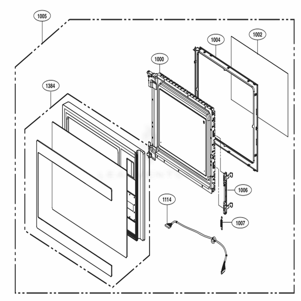 Door Parts Diagram and Parts List for LMC1575SW CW1EBBY LG Microwave