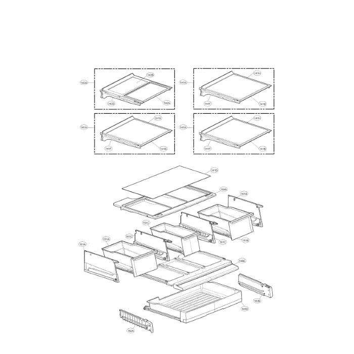 Refrigerator Compartment Diagram and Parts List for LMX30995ST 00 LG Refrigerator