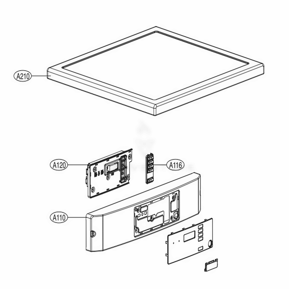 Control Panel And Plate Assembly Diagram and Parts List for GD1329QED ABWEECI LG Dryer