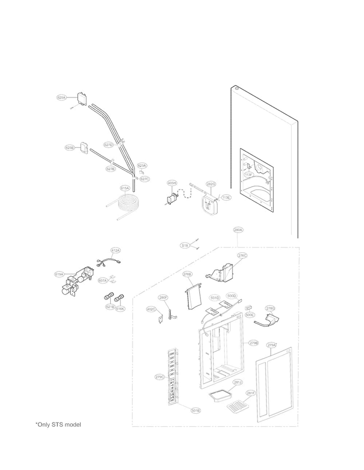 Ice And Dispenser Parts Diagram and Parts List for LSC27937ST  LG Refrigerator