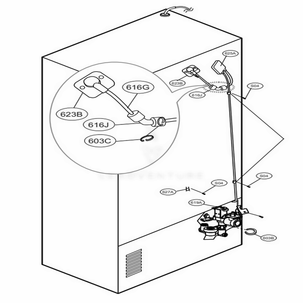 Valve And Water Tube Parts Diagram and Parts List for 74032 ASWCSE1 LG Refrigerator
