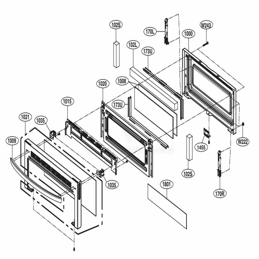 Upper Door Parts Diagram and Parts List for LDE4413BD ABDLLGA LG Range