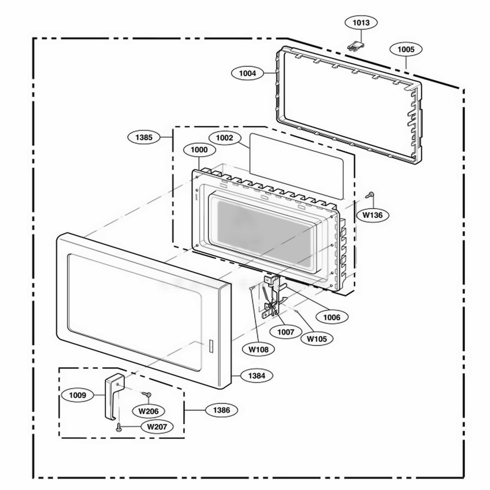 Door Parts Diagram and Parts List for RFS18MPS AST6AMA LG Range