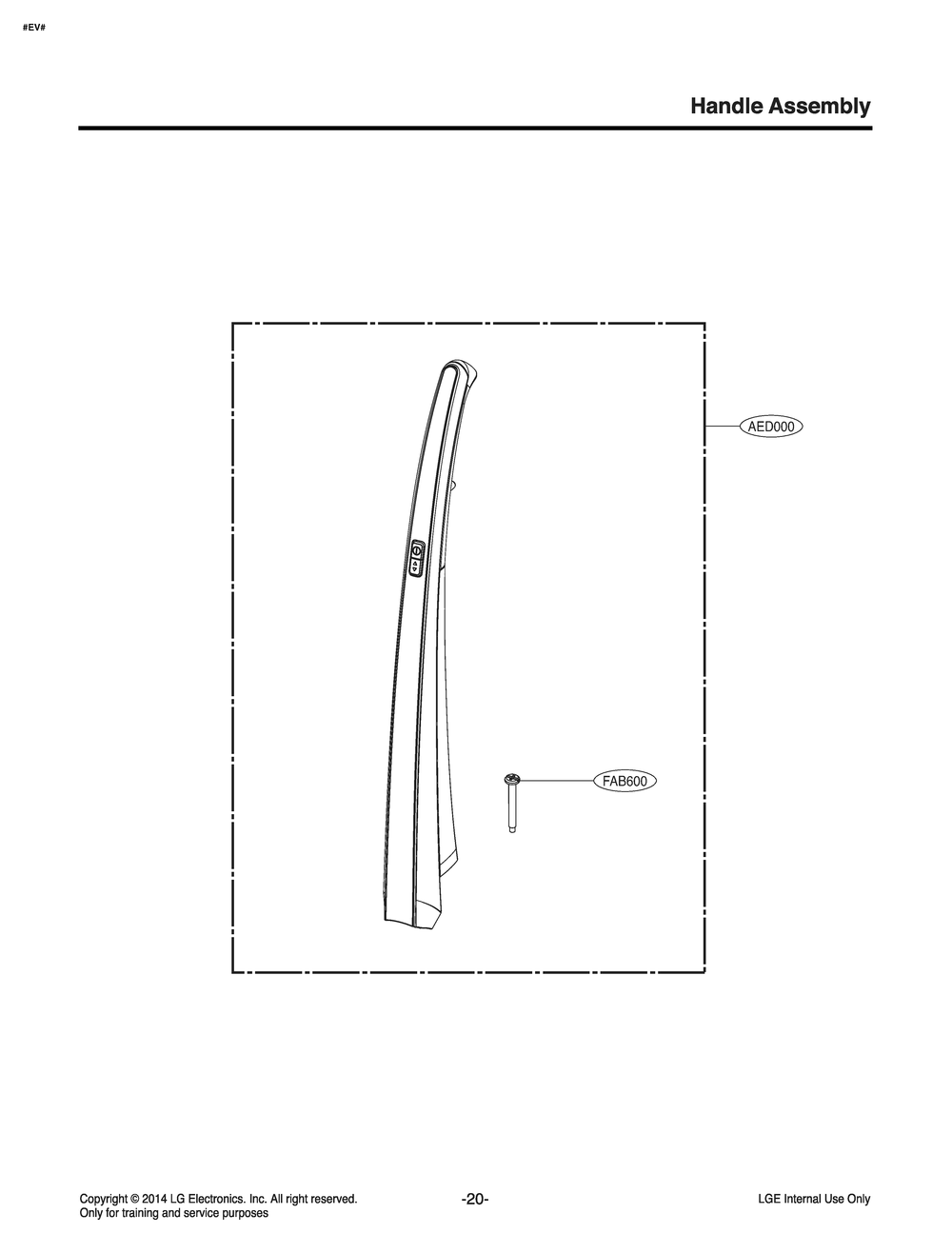 Handle Assembly Diagram and Parts List for VS8400SCW AKRELGA LG Hand Vacuum