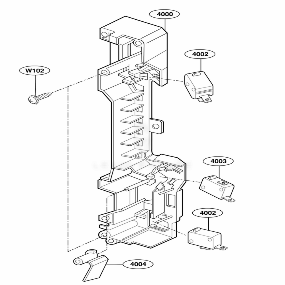 Latch Board Parts Diagram and Parts List for 80019 CB1ESEA LG Wall Oven