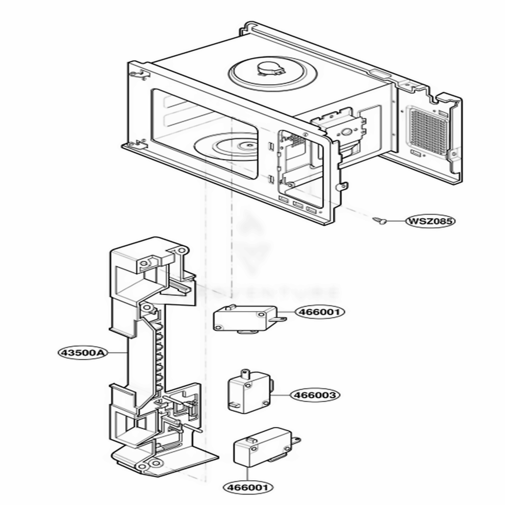 Latch Board Parts Diagram and Parts List for JE1860CH CBSEGEU LG Wall Oven