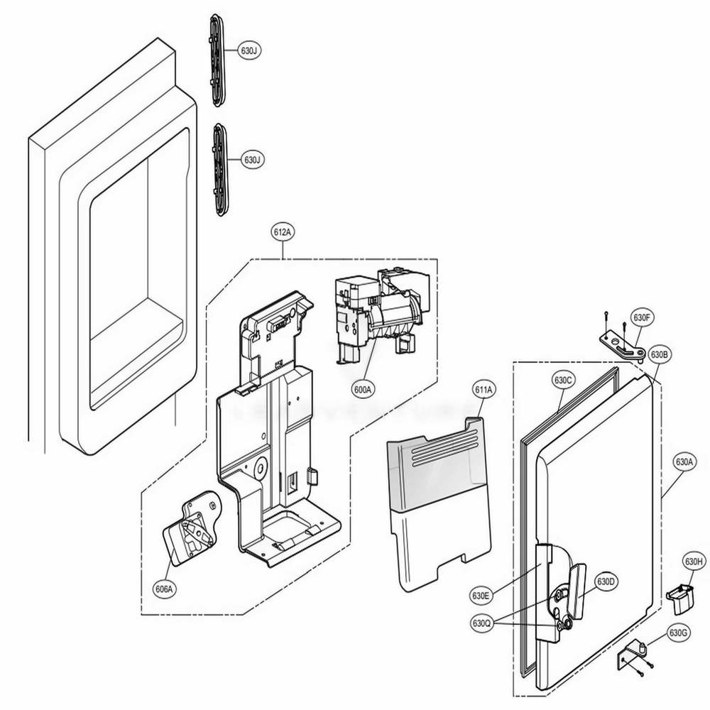 Ice Maker Parts Diagram and Parts List for 71032 ASWCSE0 LG Refrigerator