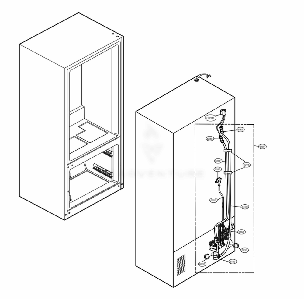 Valve And Water Tube Parts Diagram and Parts List for LRMVS3006S ASTCNA0 LG Refrigerator