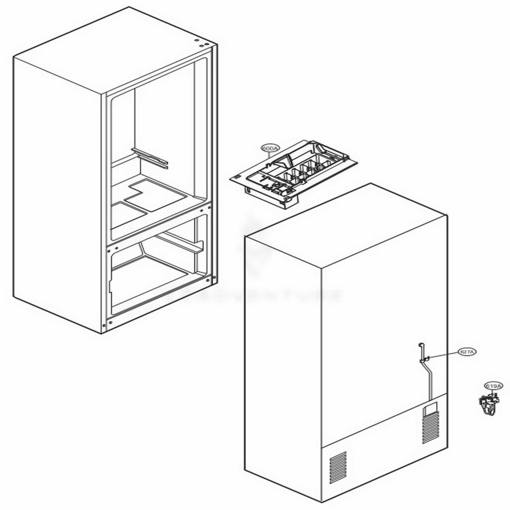 Icemaker Parts Diagram and Parts List for LFCS22520S ASTCNA0 LG Refrigerator
