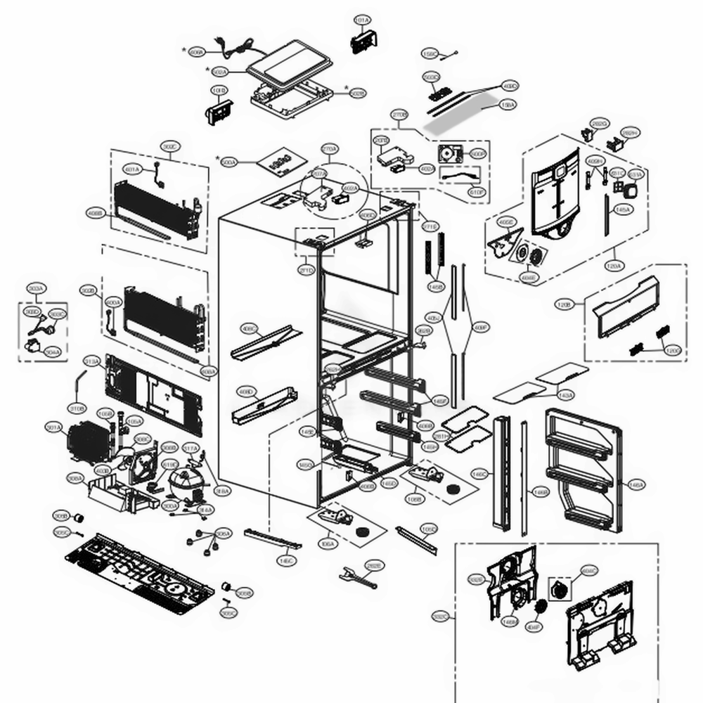 Case Parts Diagram and Parts List for GF5D906SL ASTRGAP LG Refrigerator