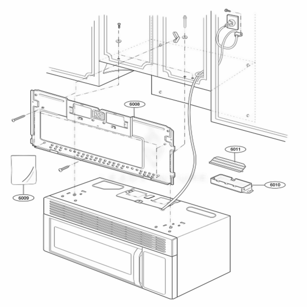 Installation Parts Diagram and Parts List for 62752 AWHESEA LG Microwave