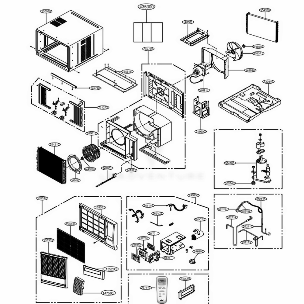 Main Diagram and Parts List for CP15G10 AWYAFRD LG Air Conditioner