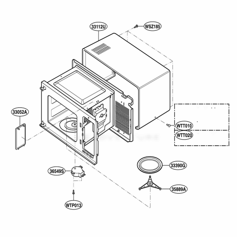 Oven Cavity Parts Diagram and Parts List for KCMS1555RBL CB1EKAD LG Range
