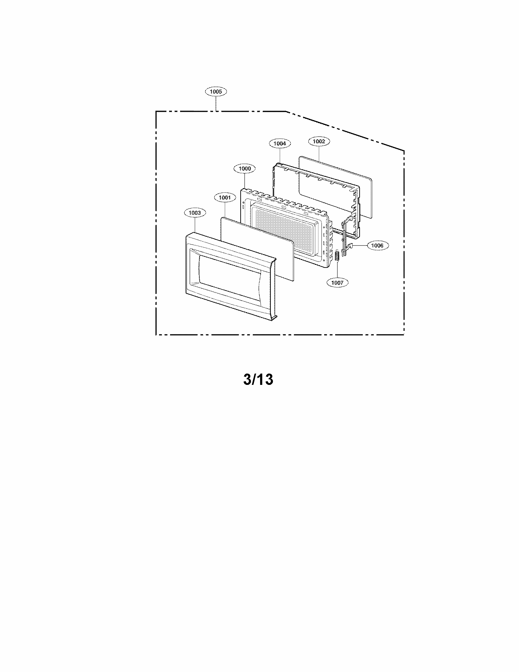 Door Parts Diagram and Parts List for 72166227011  Kenmore Microwave