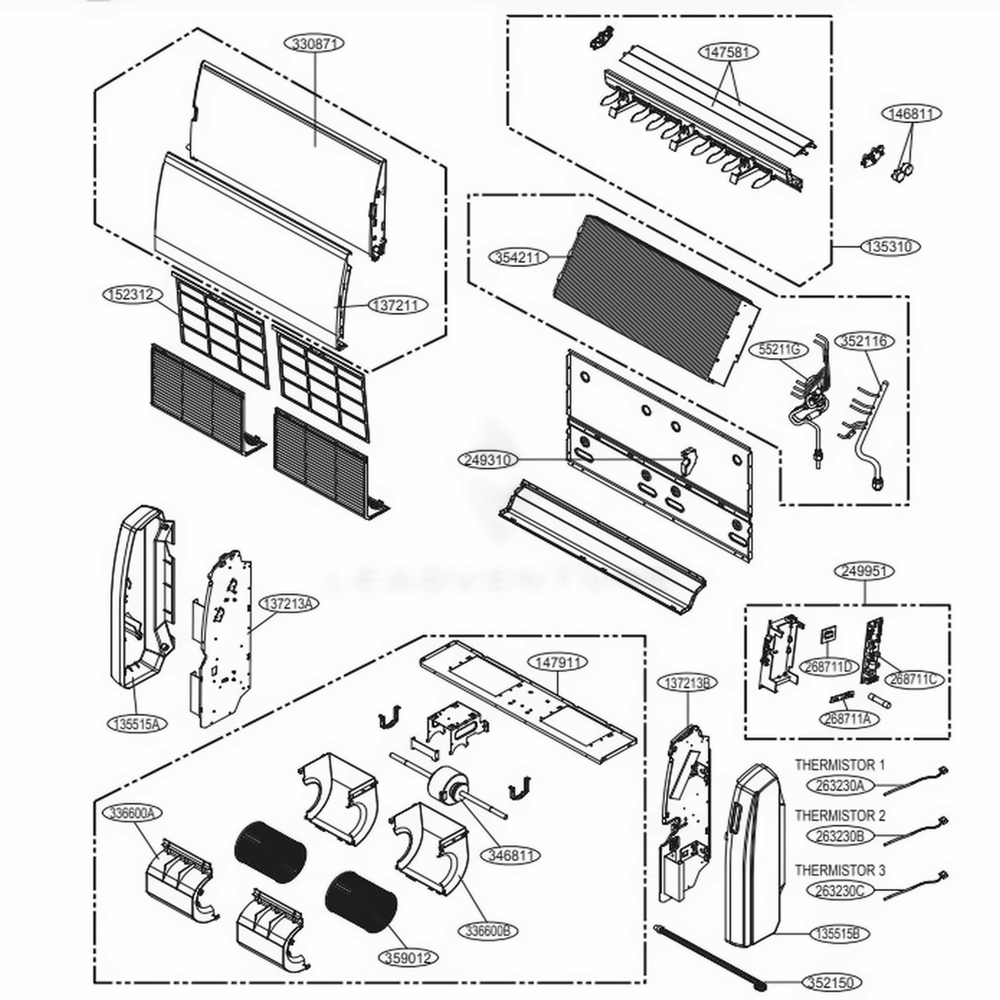 Main Diagram and Parts List for URNU18GVJA2 ANWALAR LG Air Conditioner
