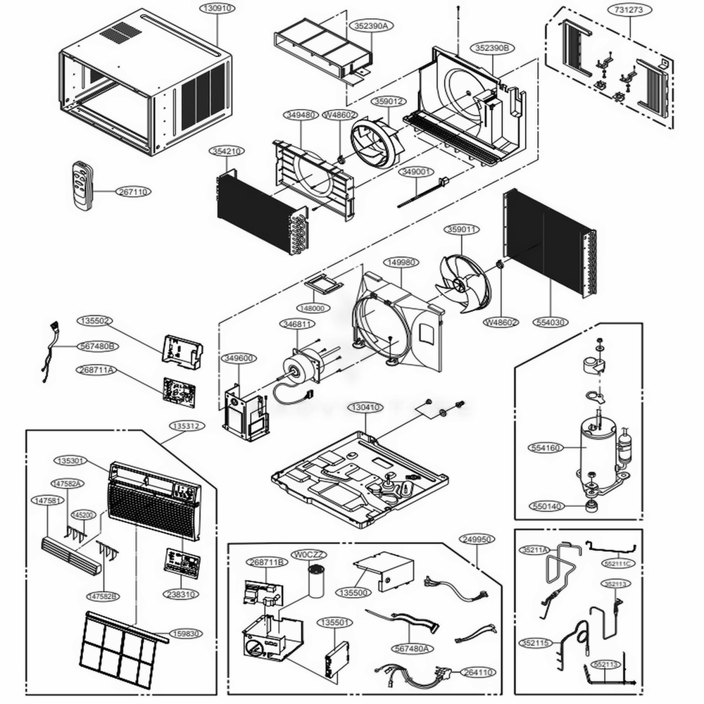 Main Diagram and Parts List for LW1816ER AT3AHDS LG Air Conditioner