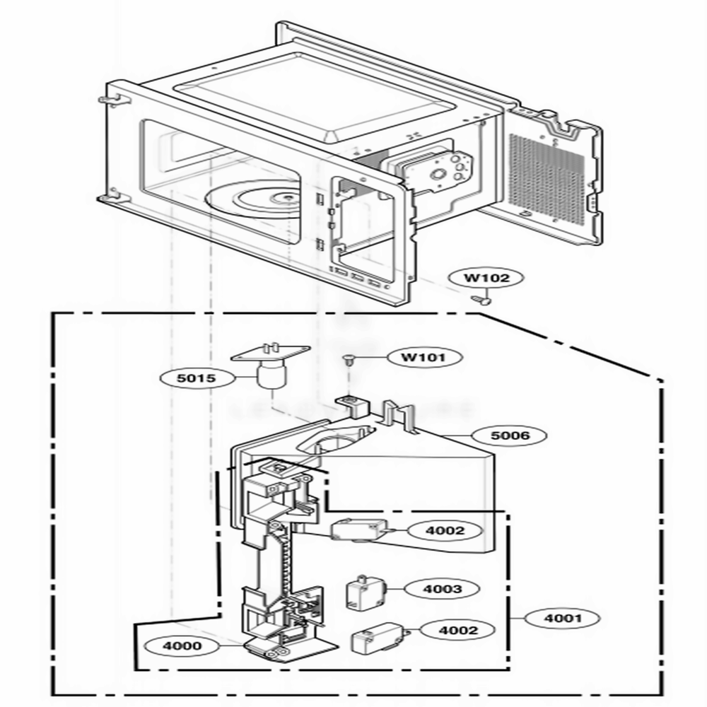 Latch Board Parts Diagram and Parts List for HMB405 CSBEBSU LG Wall Oven