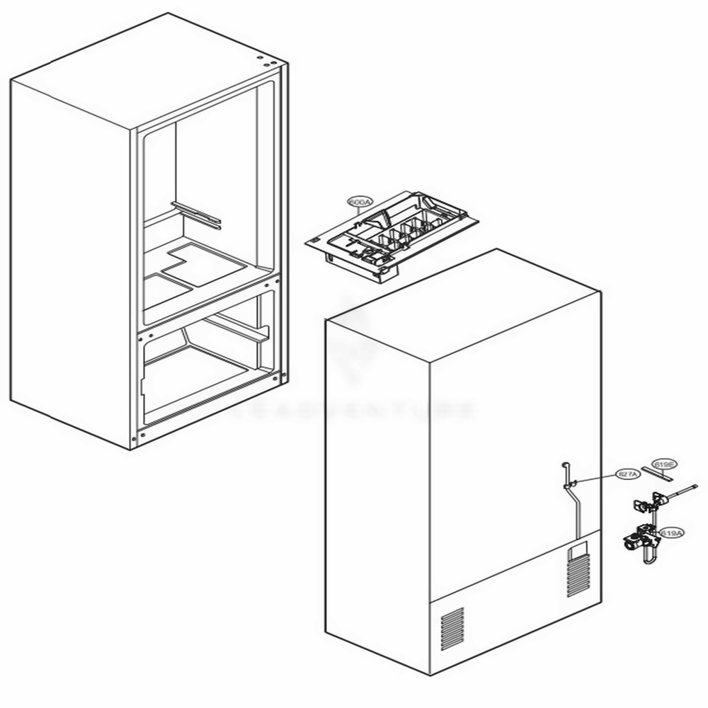 Ice Maker Parts Diagram and Parts List for 79044 ABICSE1 LG Refrigerator